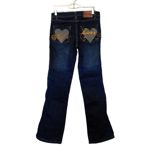Mecca Girls Jeans 16 Blue Denim Dark Wash Embellished Pockets Stretch Cotton NEW - Picture 4 of 5